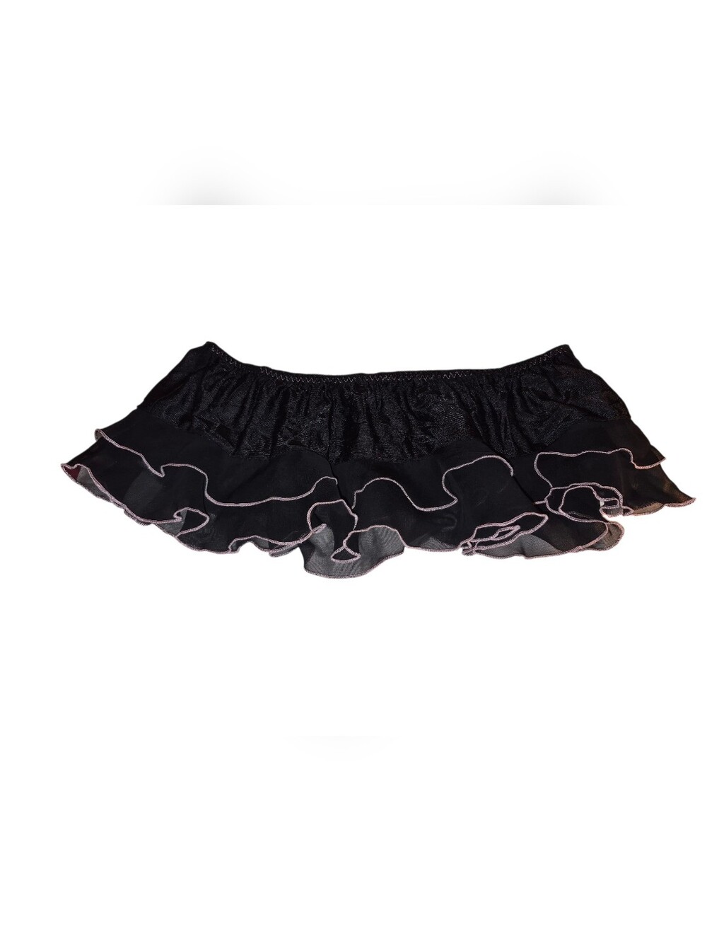 Frederick's of Hollywood Black Lingerie Trim with Pink Stitching Skirt Size Larg